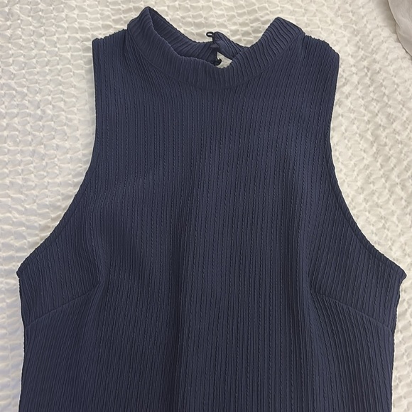 ASTR The Label Mock Neck Sleeveless Navy Ribbed Bodycon Dress Size Large - Picture 4 of 9